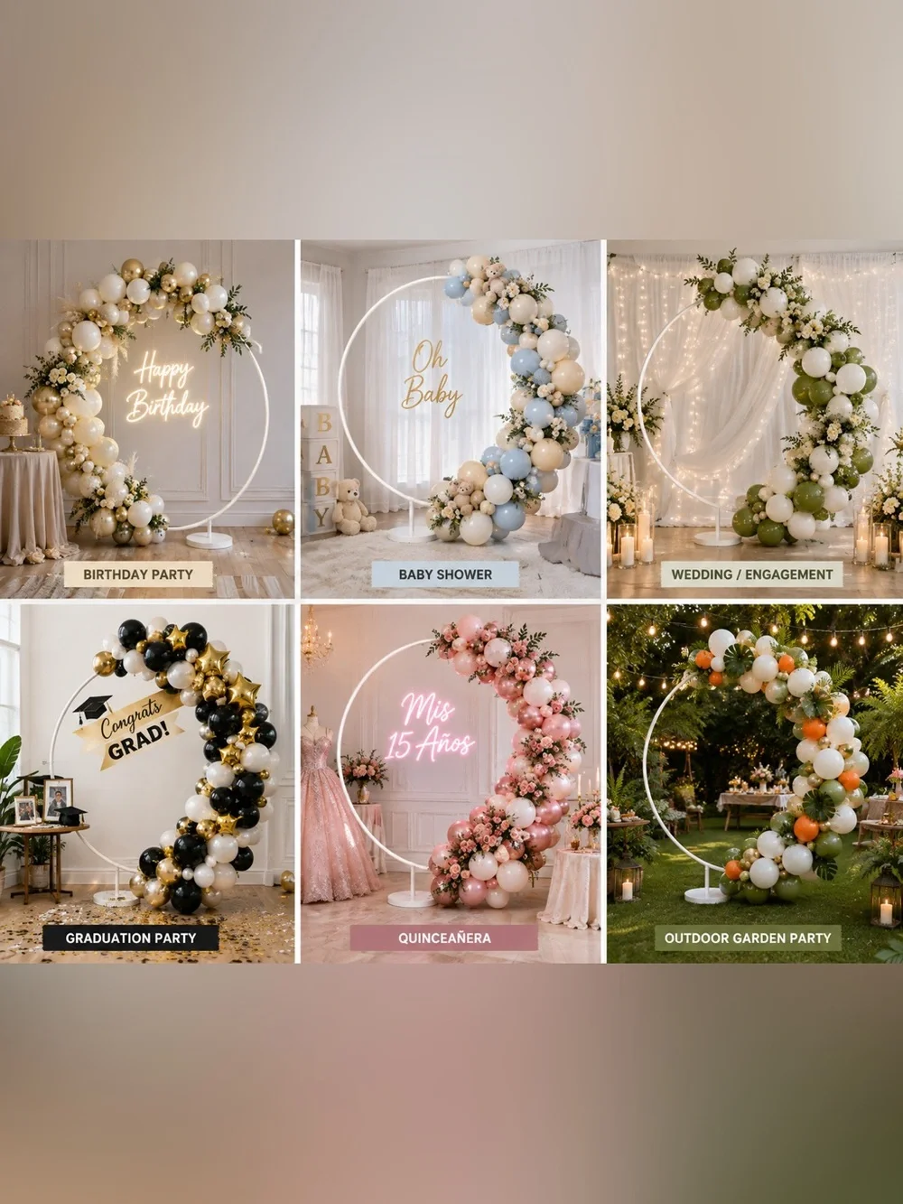 Round Balloon Arch Stand Kit – Party Wedding Birthday Backdrop Holder 5.9ft